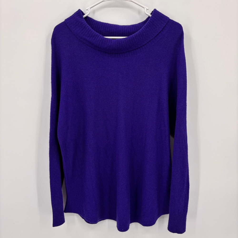 Eileen Fisher Sweater Womens XL Purple Good Cowl Neck Italian Yarn Oversized